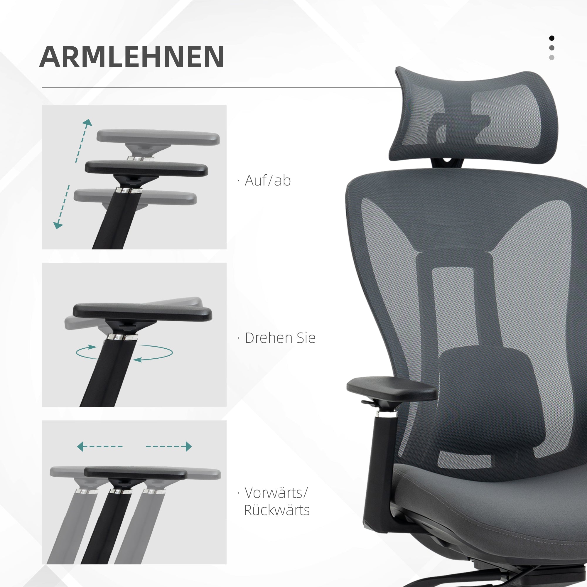 Office Chair Ergonomic Desk Chair Reclining Function Mesh Gray