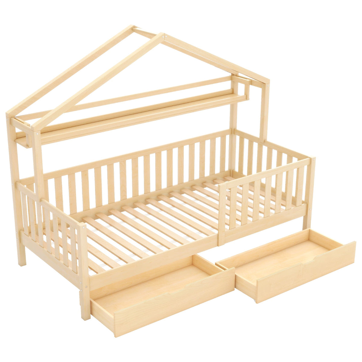 Children's House Wood Natural Bed 90x200cm