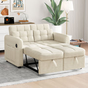 Loveseat Sofa, Modern 3-in-1 Pull-Out, Adjustable Backrest, USB Port