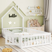 House Bed 90x200cm Chimney Slatted Base - White Pine Wood