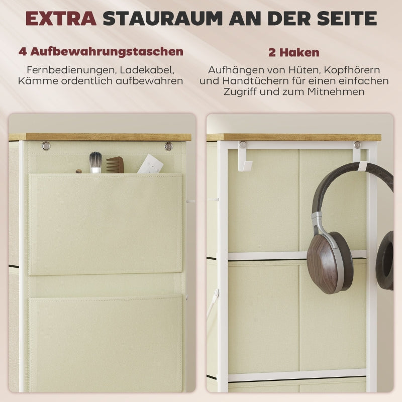 Schlafzimmer-Kommode, 8 Stoffschubladen, Stahl, Beige