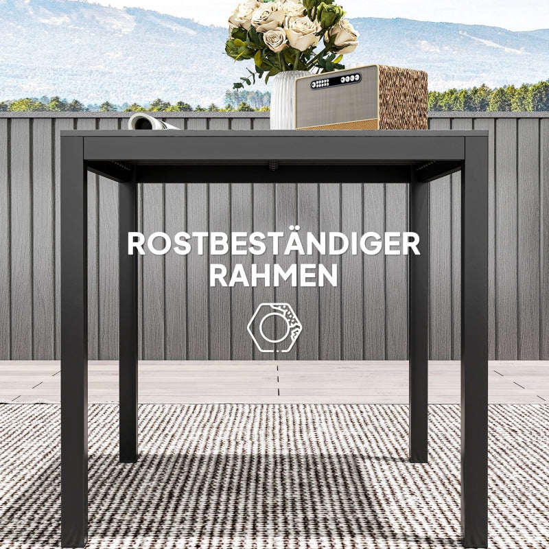 Gartentisch Aluminium 73x73cm Wetterfest 4-Personen Schwarz