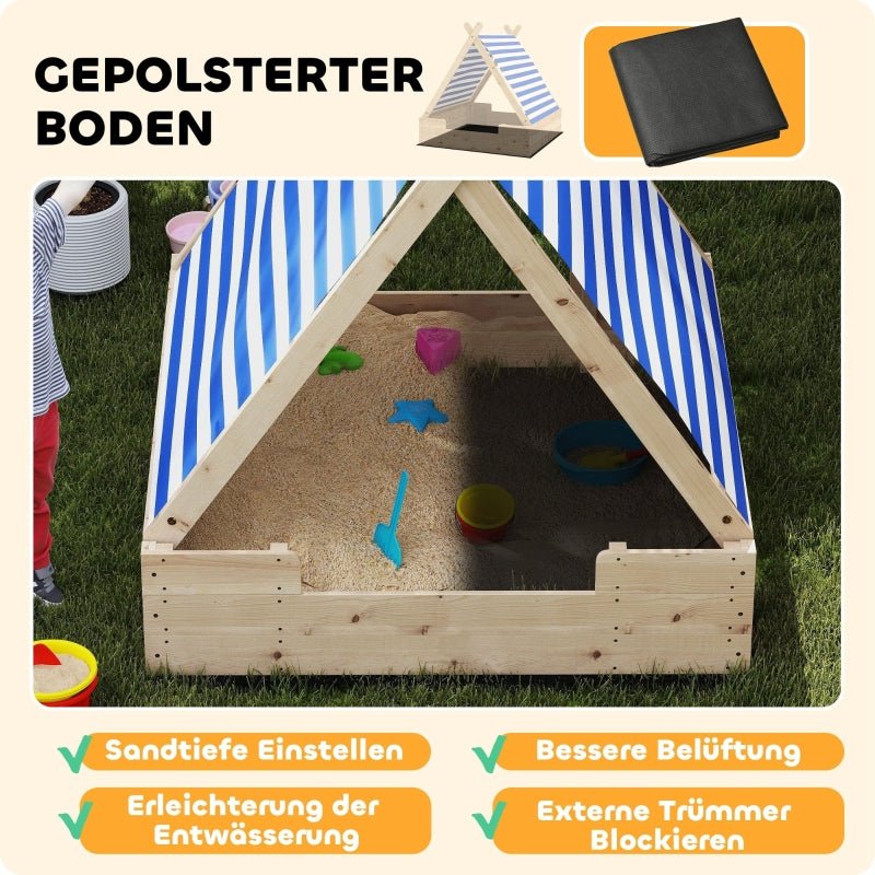 AIYAPLAY children's sandbox with weatherproof tent roof, for 3 children aged 3-6 years
