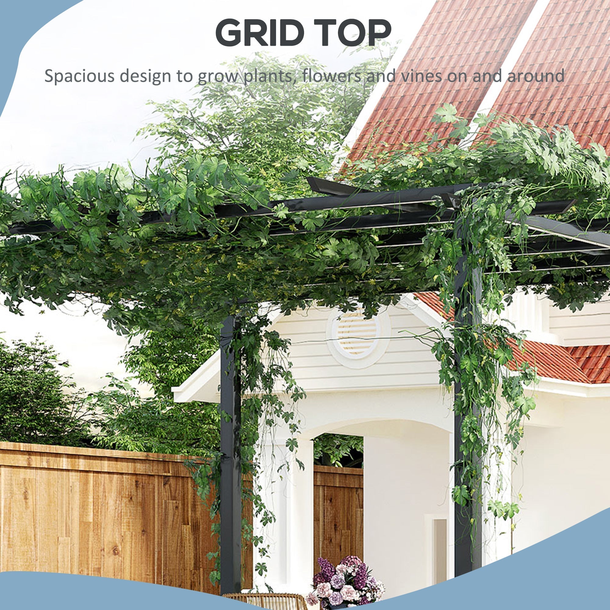 3 x 3m Metall-Pergola Gartenpavillon Rankhilfe, Outdoor Sonnenschutz, Schwarz
