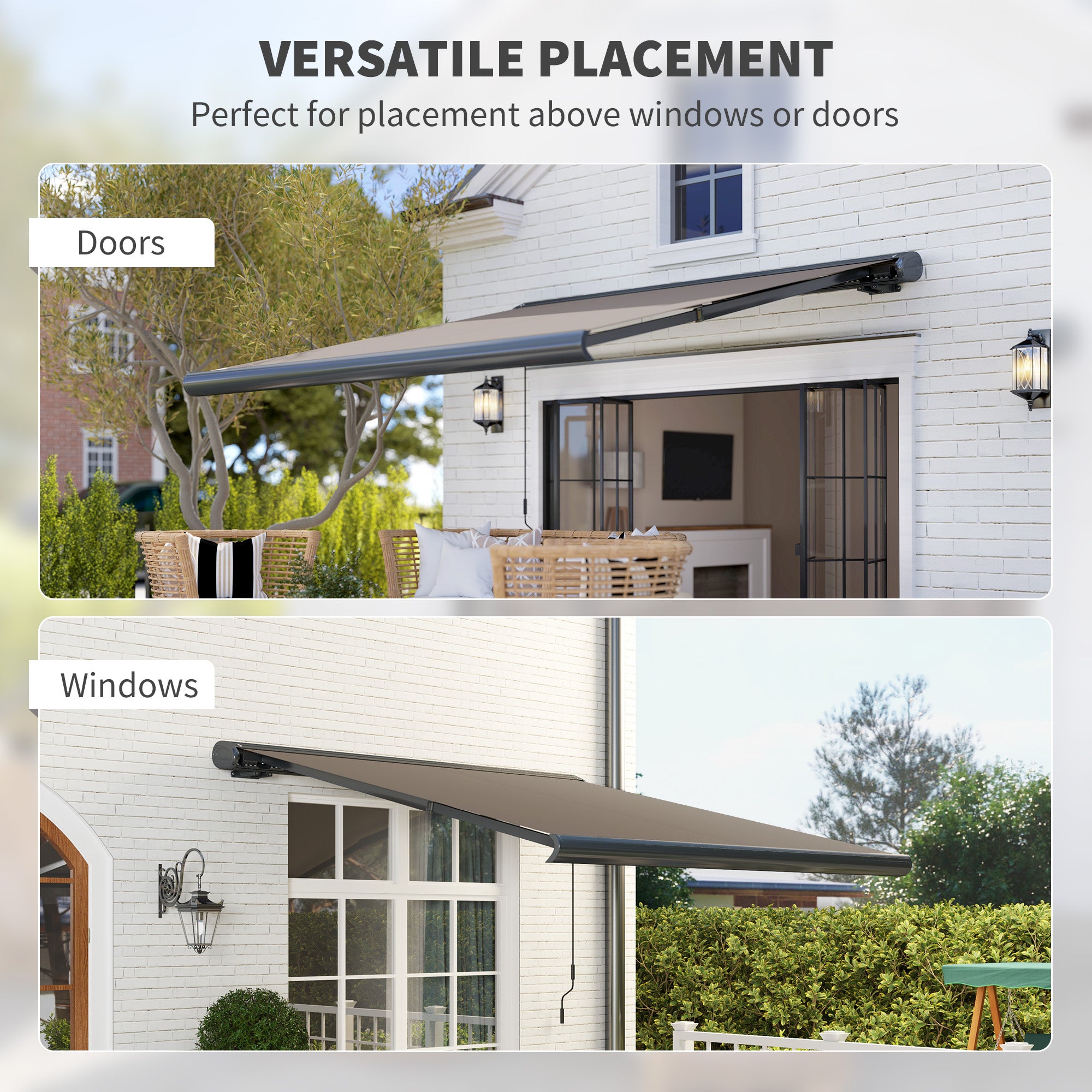 3 x 2.5 m Electric Awning, Remote Controlled Retractable UV50+ Sun Shade, Light Grey Polyester