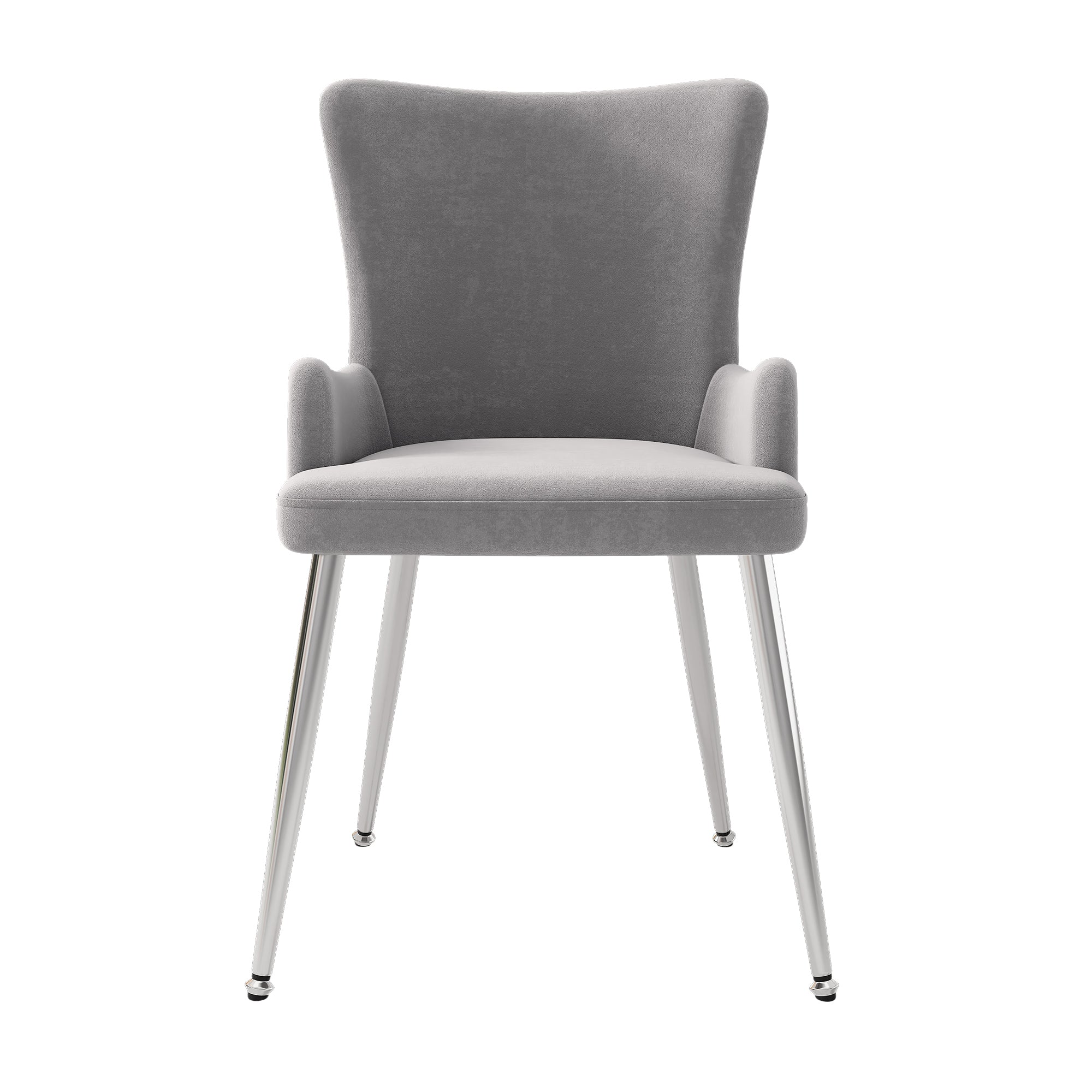 Velvet Dining Chair Set of 2, Luxurious Lounge Chair with Silver Metal Legs, Grey Velvet