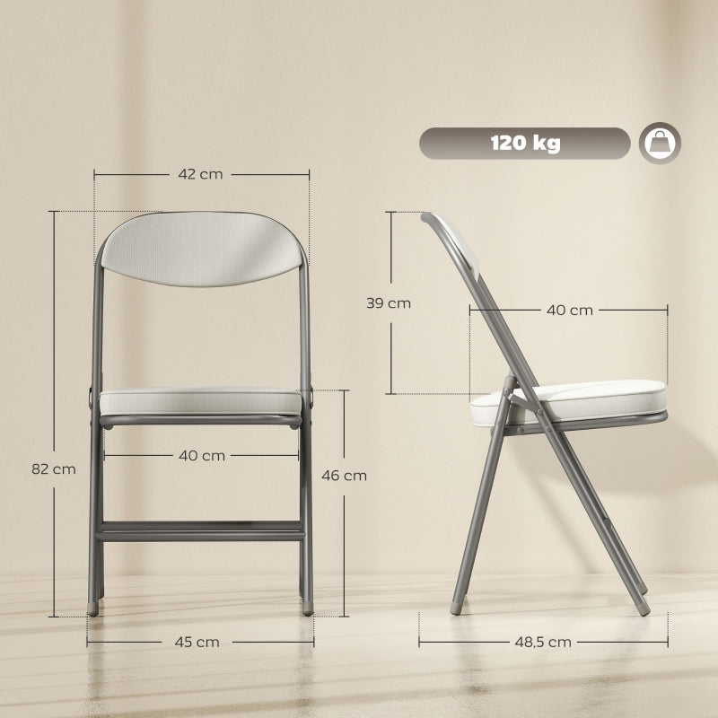 Klappstuhl-Set, 4 Stück, gepolstert, zusammenklappbar, 120 kg Tragkraft, Cremeweiß