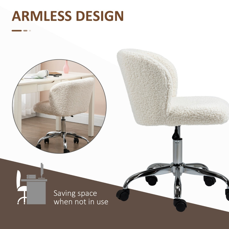 Office Chair, Adjustable Height and Wheels, White