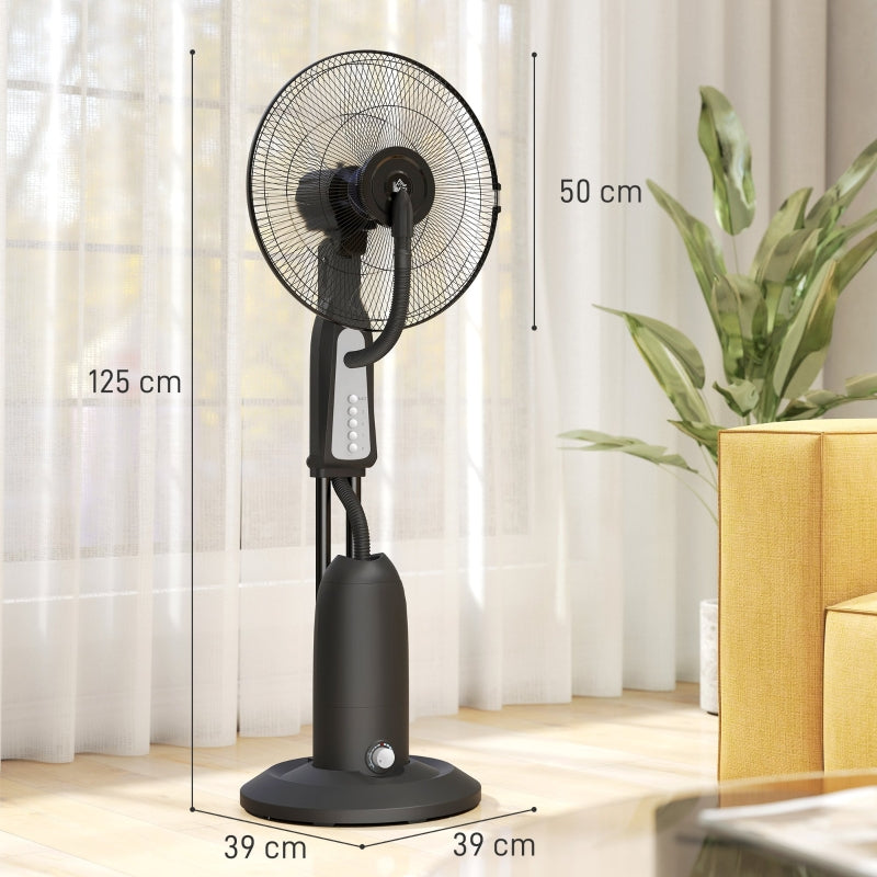 Pedestal Fan, Water-Cooled Mist 3 Speeds 3L Tank 75° Oscillation, 90W 125cm with Wheels