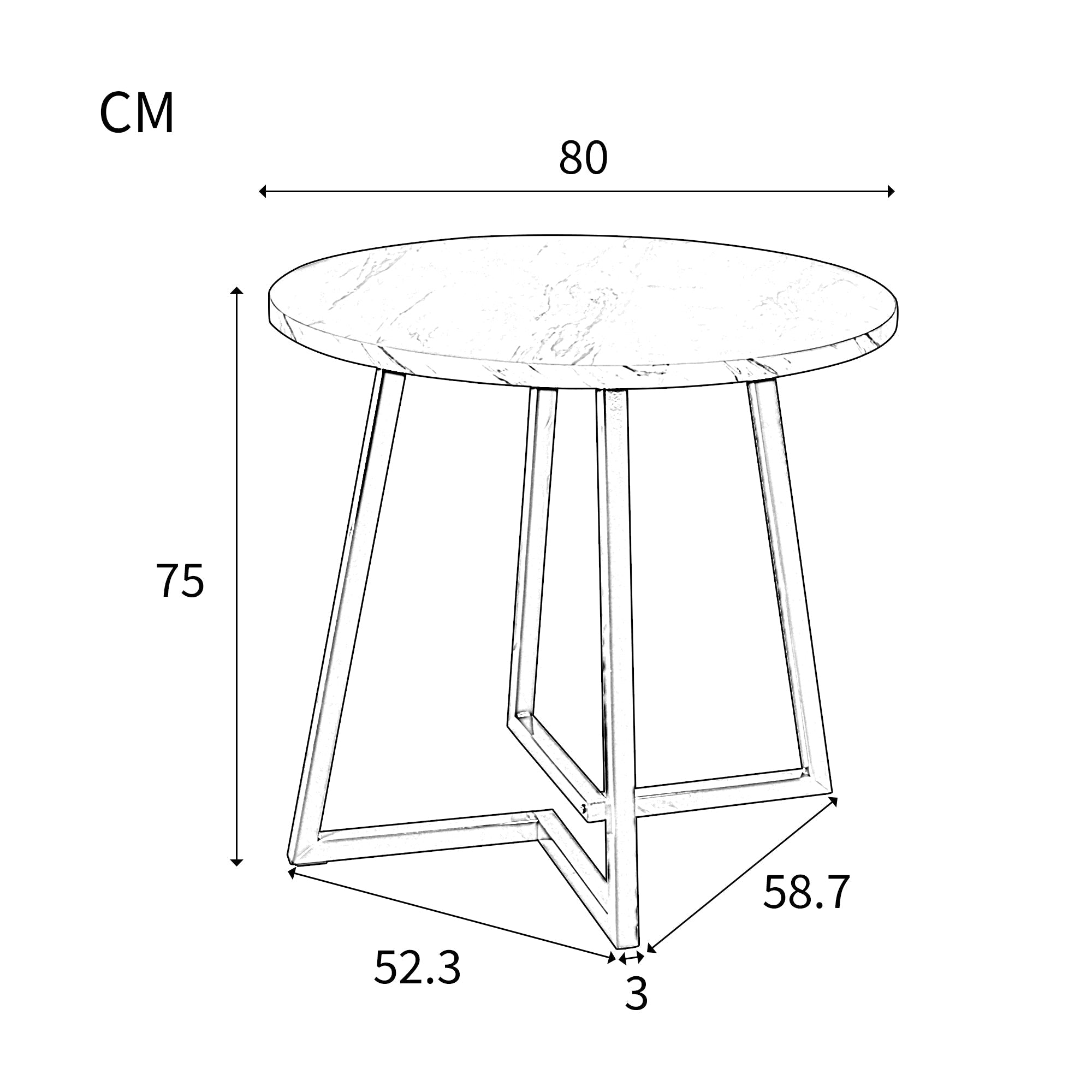 Round Dining Table Unique Metal Frame Marble Pattern White/Gold