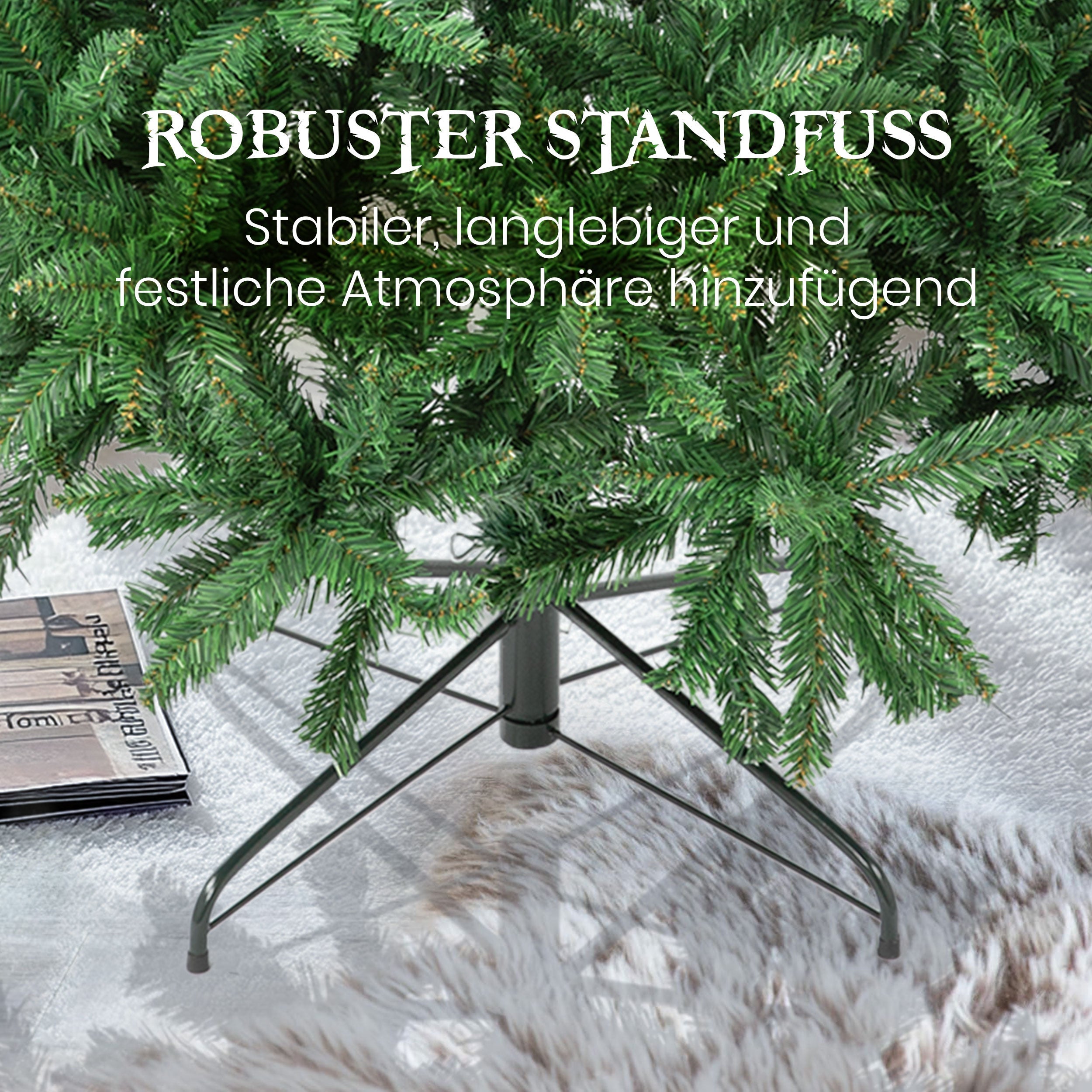 Artificial Christmas Tree 180cm, 1097 Tips, with Lights & Stand, PVC