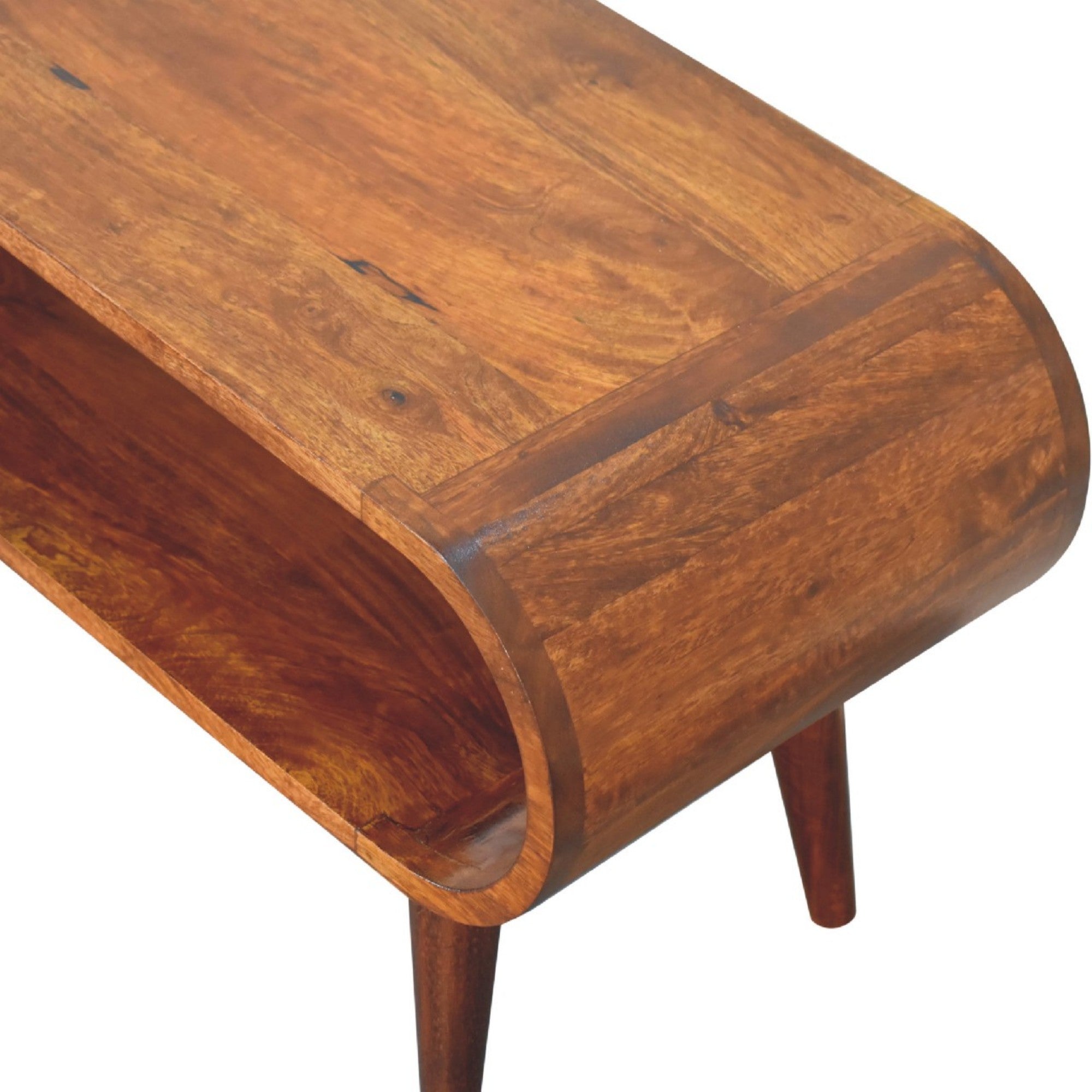 Amaya Nordic Style Coffee Table, Open Slot, Dark Brown Solid Wood