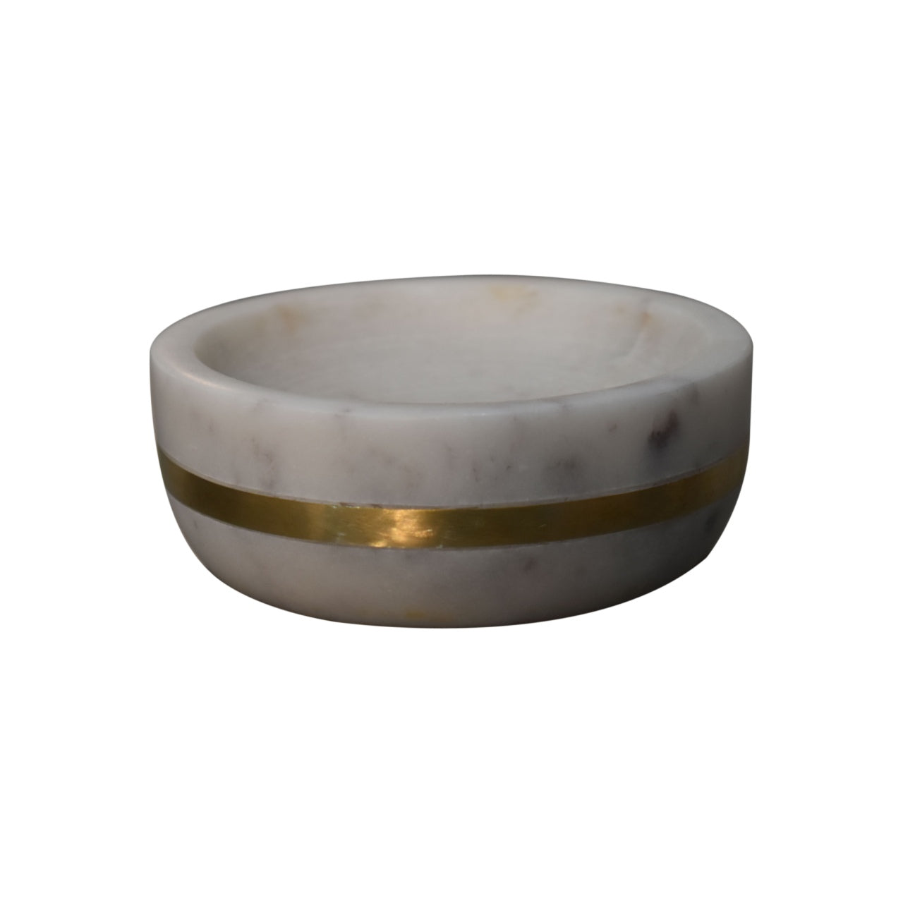 Bathroom Accessories Set of 5 Brass Inlay White Marble