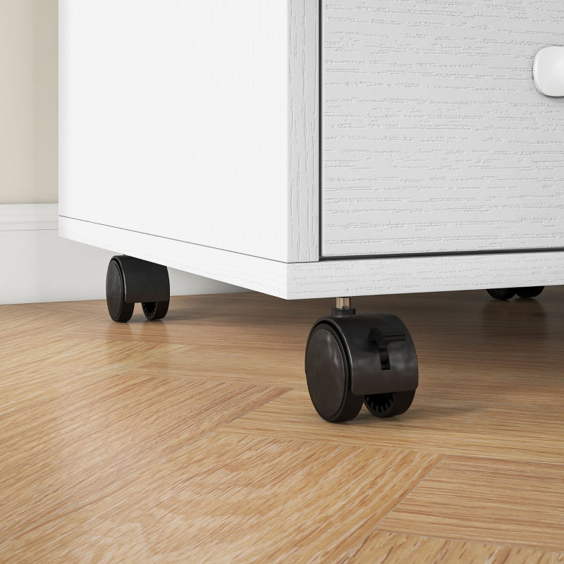 3 Drawer File Cabinet, Mobile Filing Cabinet for Home Office, White