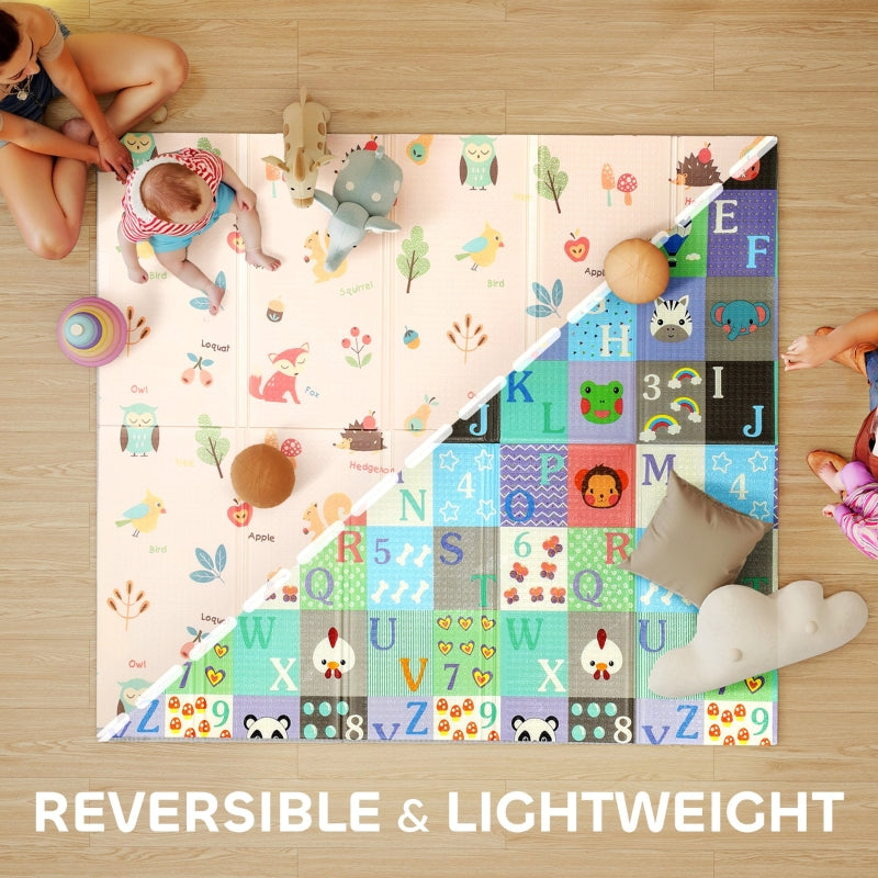 Foldable Baby Play Mat Double-Sided Reversible Foam Soft Crawling Mat, Multicolor Plastic