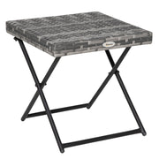 Garden Table Folding Coffee Table Polyrattan Metal Frame, Grey 40x40x40cm