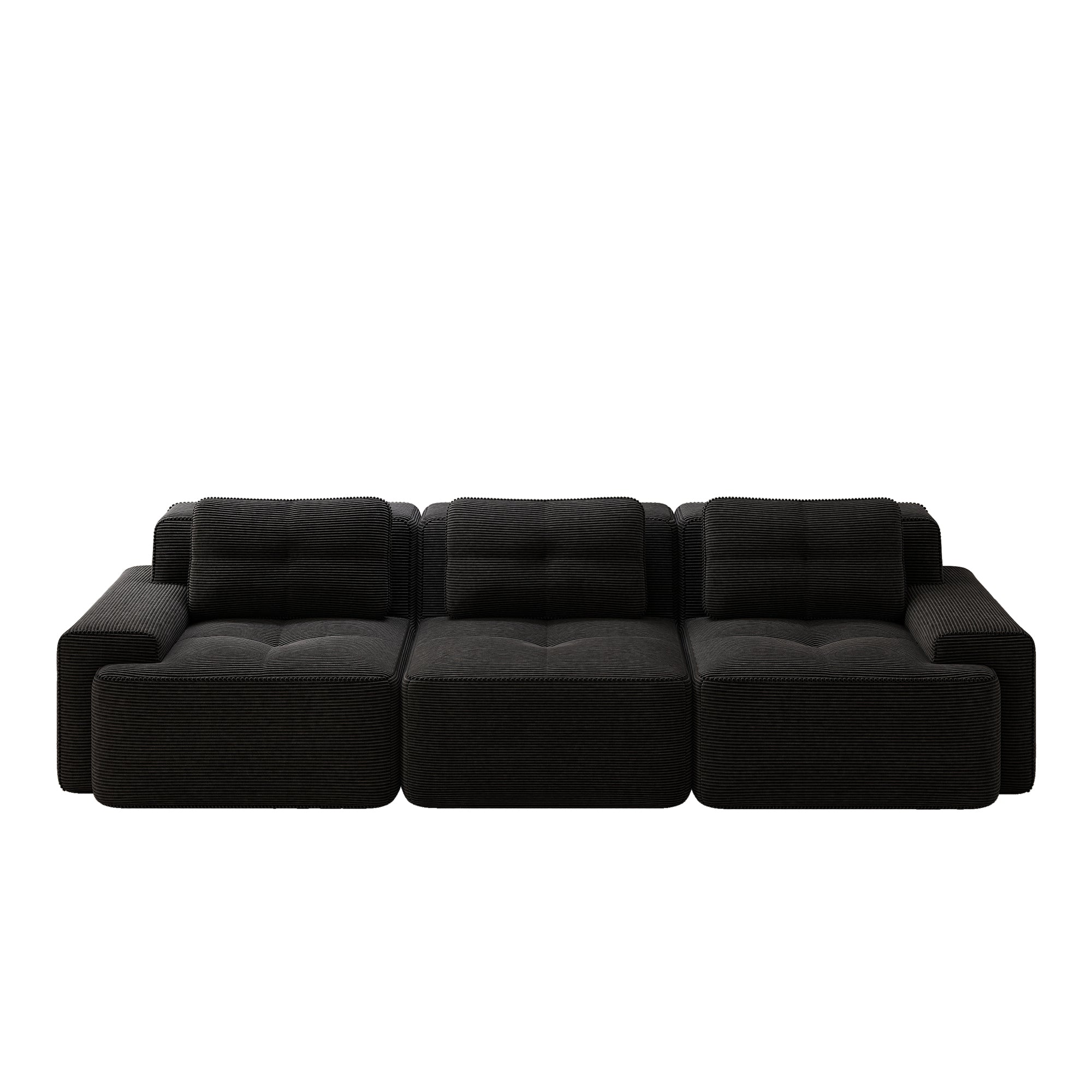 Cloud Modular Sofa Boneless Oversized Corner 3-Seater Corduroy Black