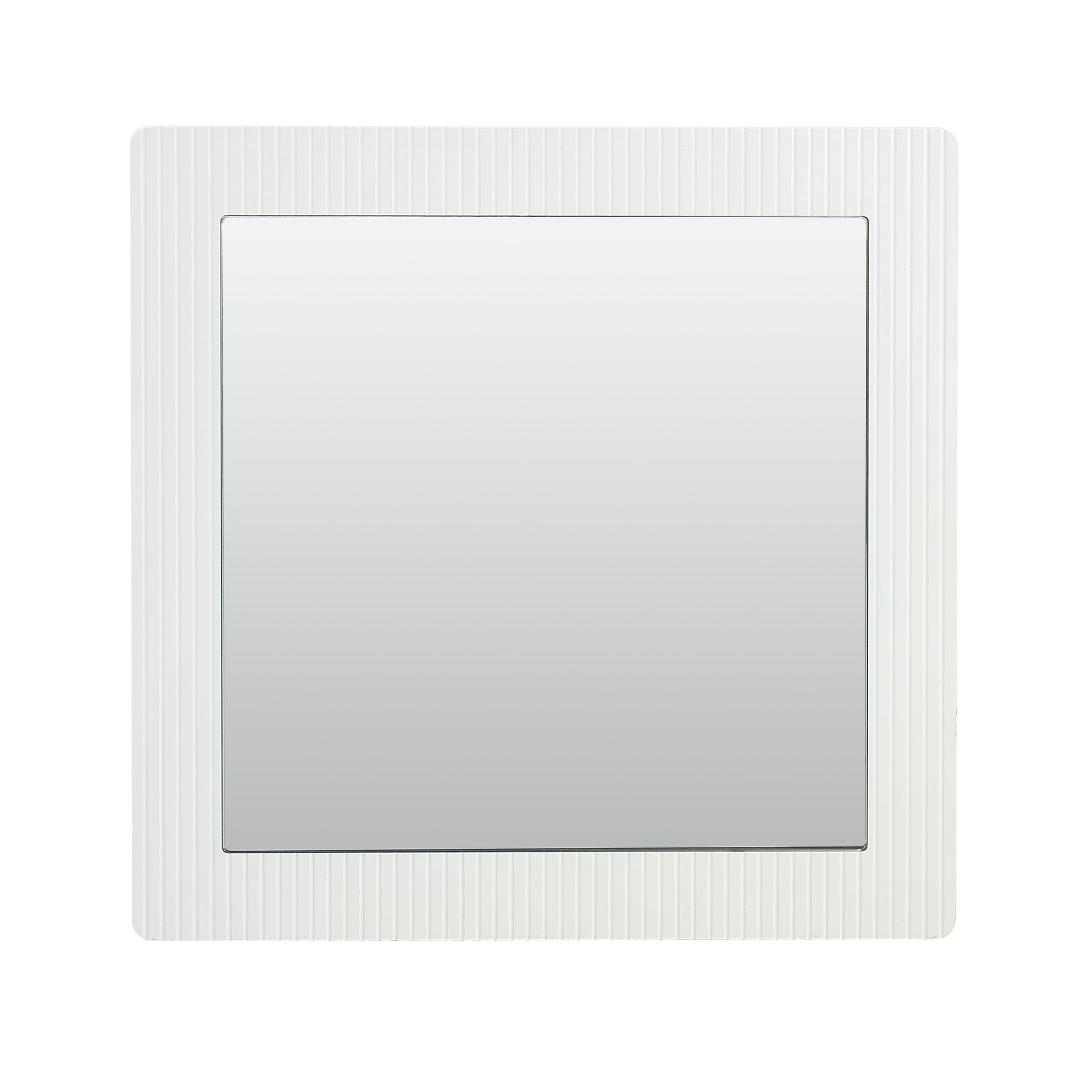 Wall Mirror Square 80x80cm Wood-Look Frame - White