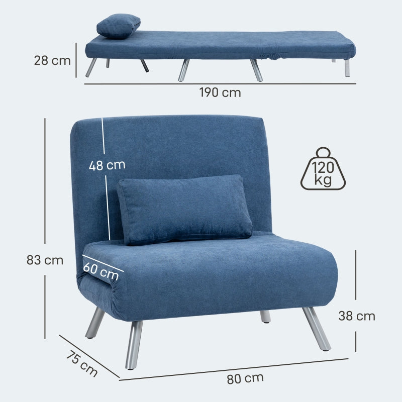 Polstersessel, 2-in-1 Schlafsofa, Stoff Blau