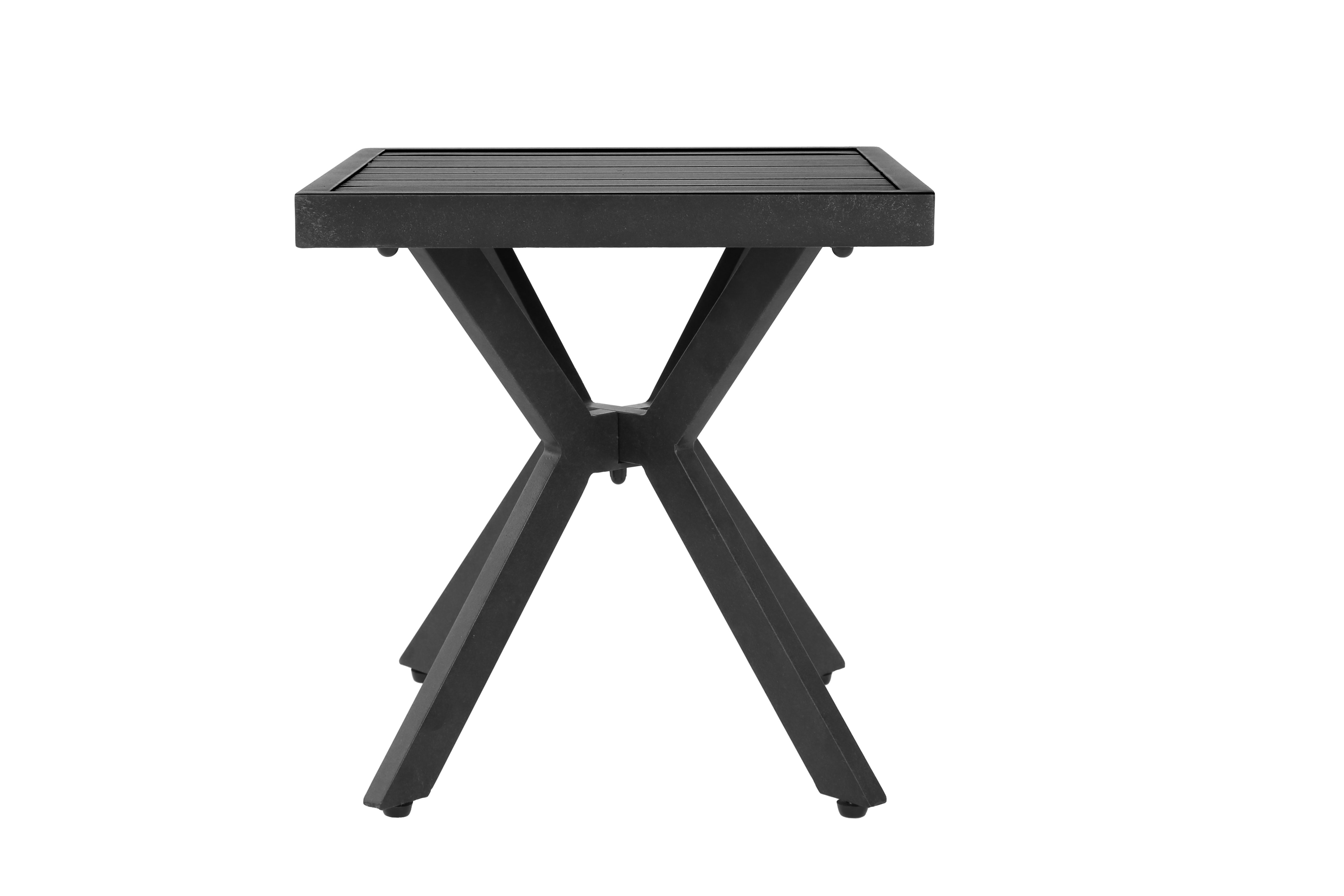 Outdoor Aluminum Square Side Table End Table, Weather Resistant, Dark Brown
