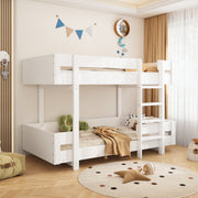 Children's Bunk Bed with Stairs and Reinforced Railing, 90x200cm, White