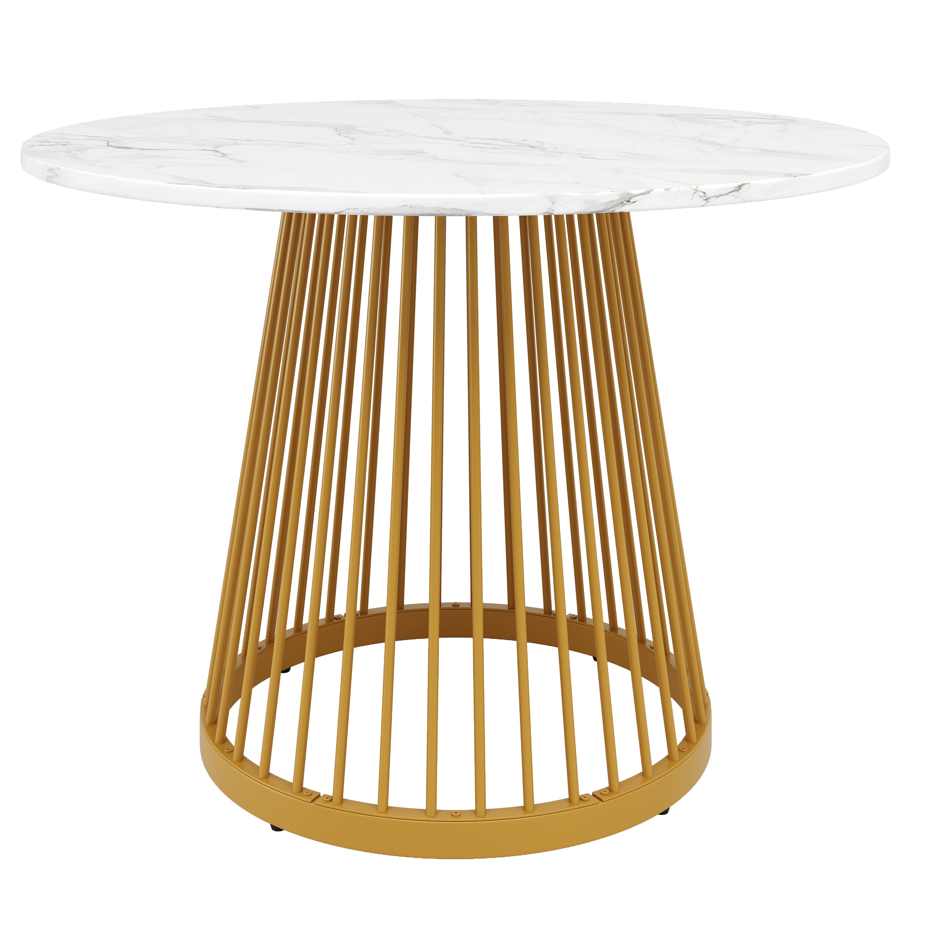 Dining Table Set 5-Piece Round 80cm Gold Metal Legs White MDF Top Dark Grey Velvet