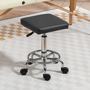 Salon Stool, Adjustable Height Swivel, Faux Leather Black