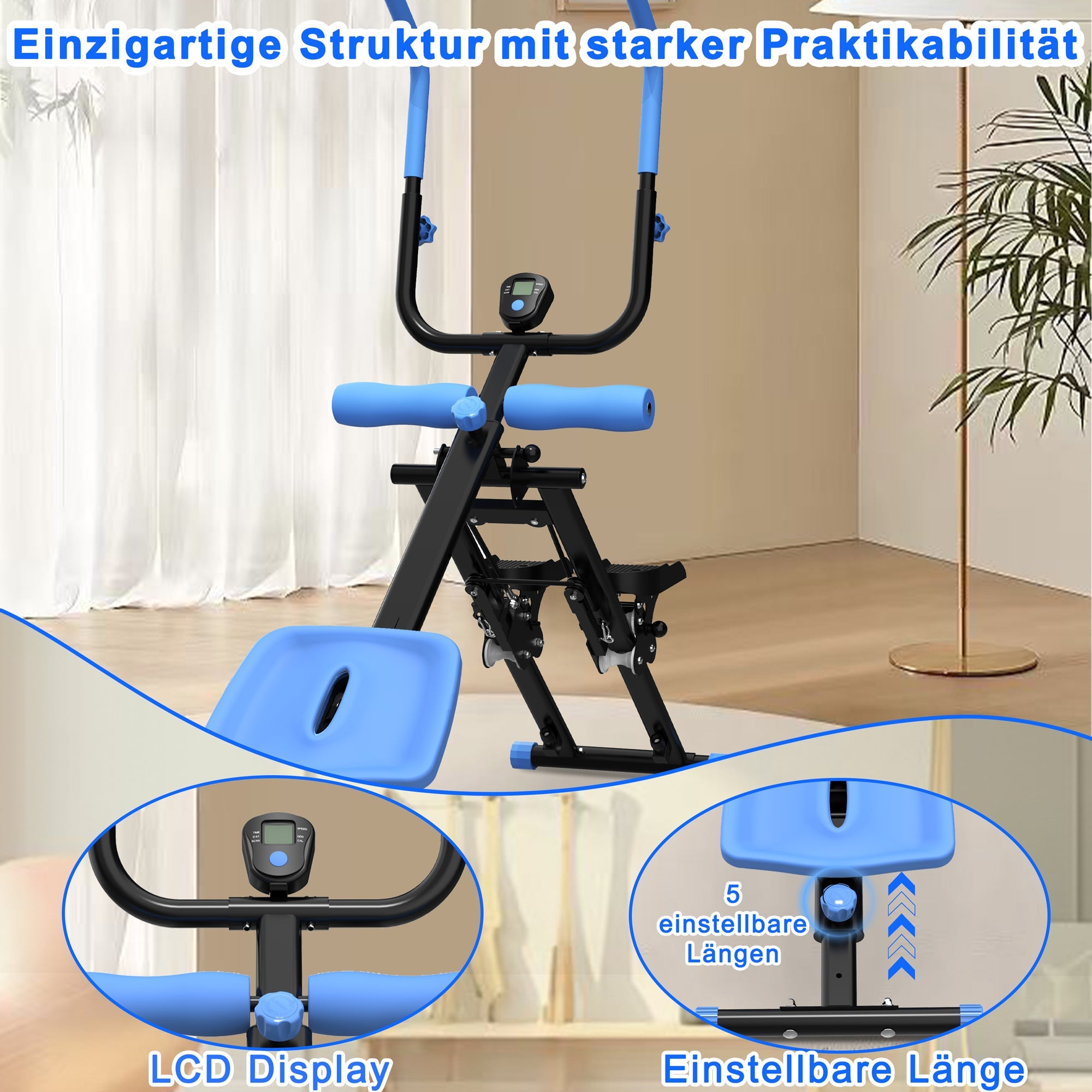 2-in-1 Stair Stepper & Abdominal Trainer - Foldable Full Body Home Gym Workout Equipment
