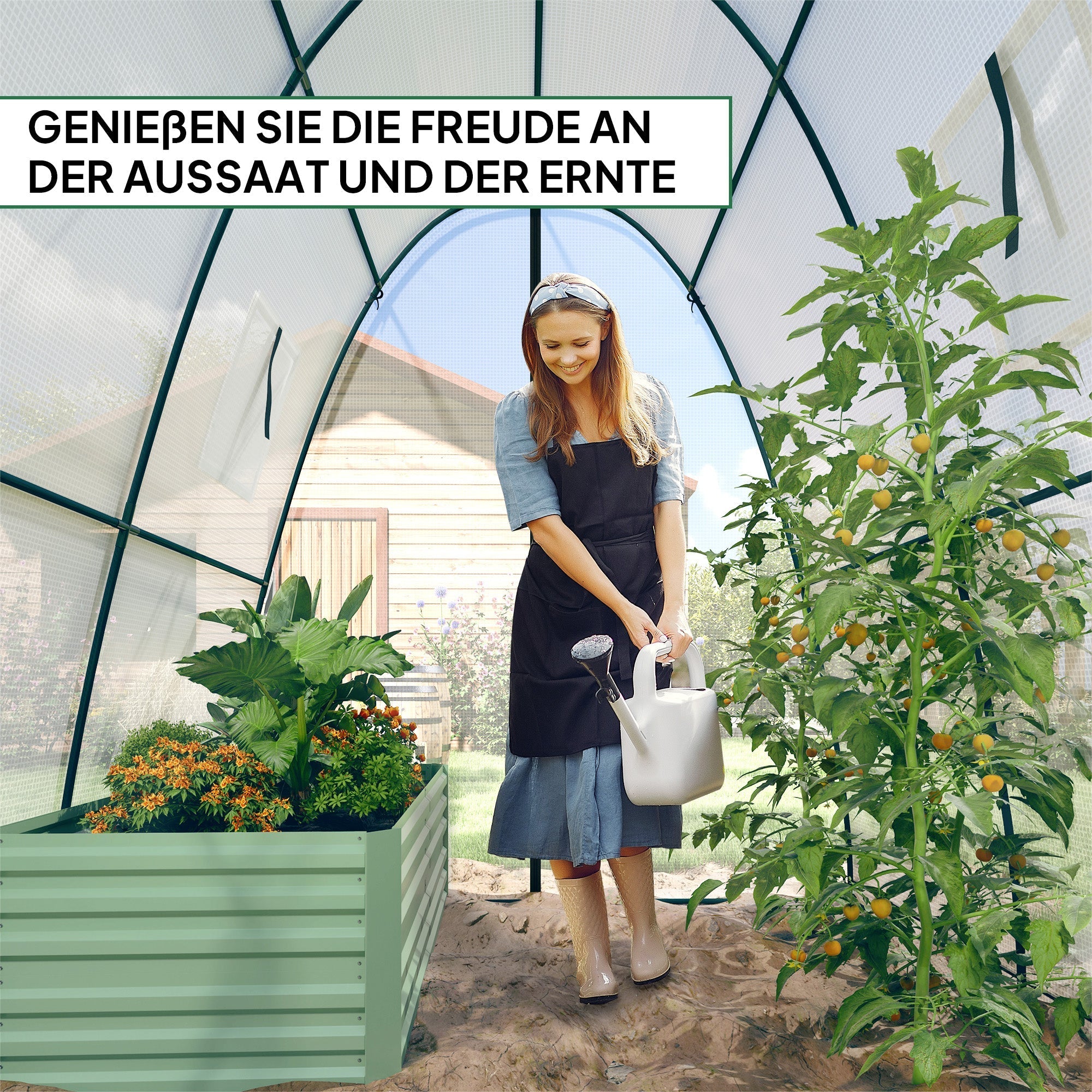 Gewächshaus-Rolltor 2 Fenster Wintersicher Stahl Weiß