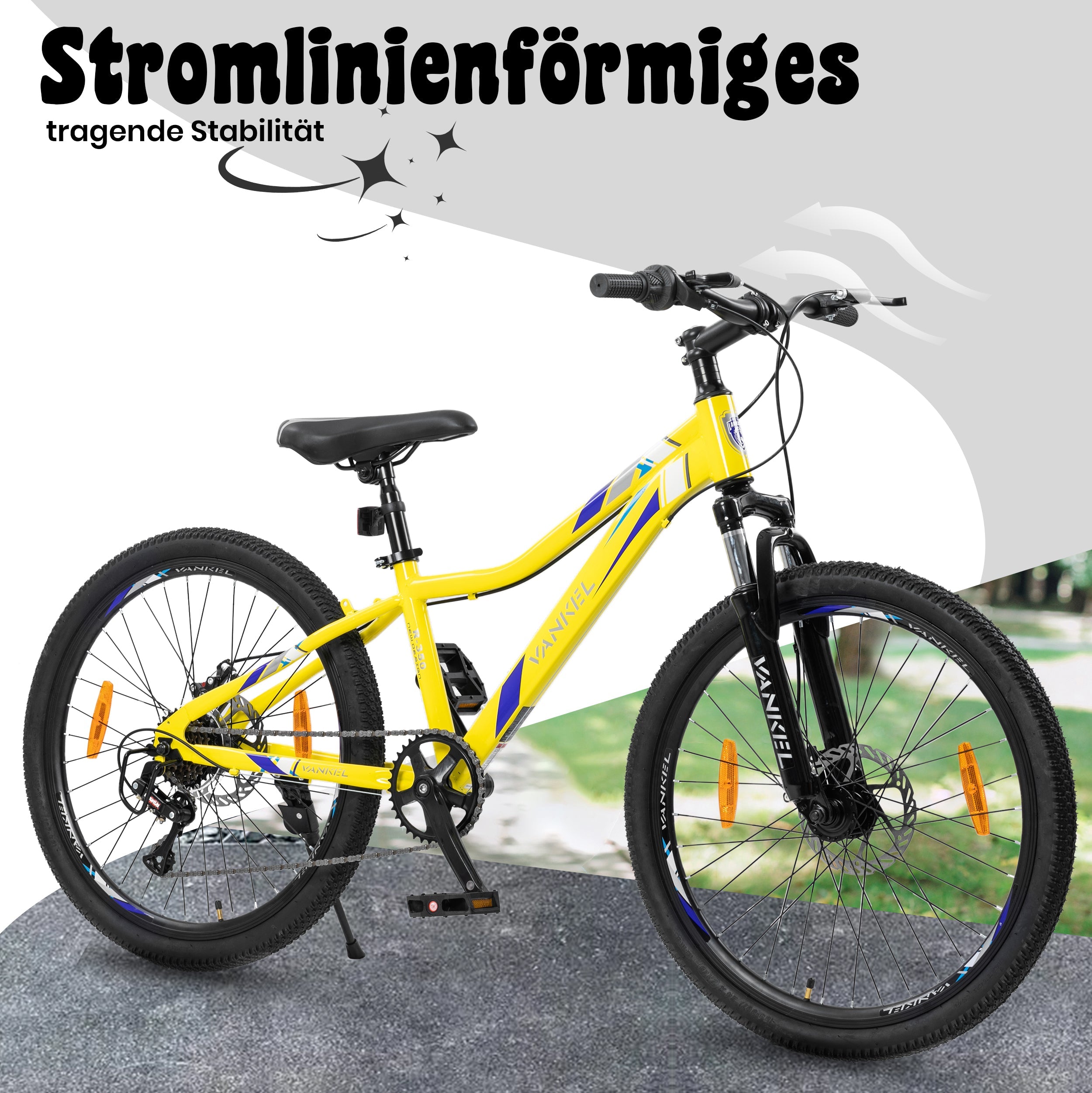 24-Inch Mountain Bike for Boys and Girls, 6-Speed Gears and Shock-Absorbing Fork, Steel Frame