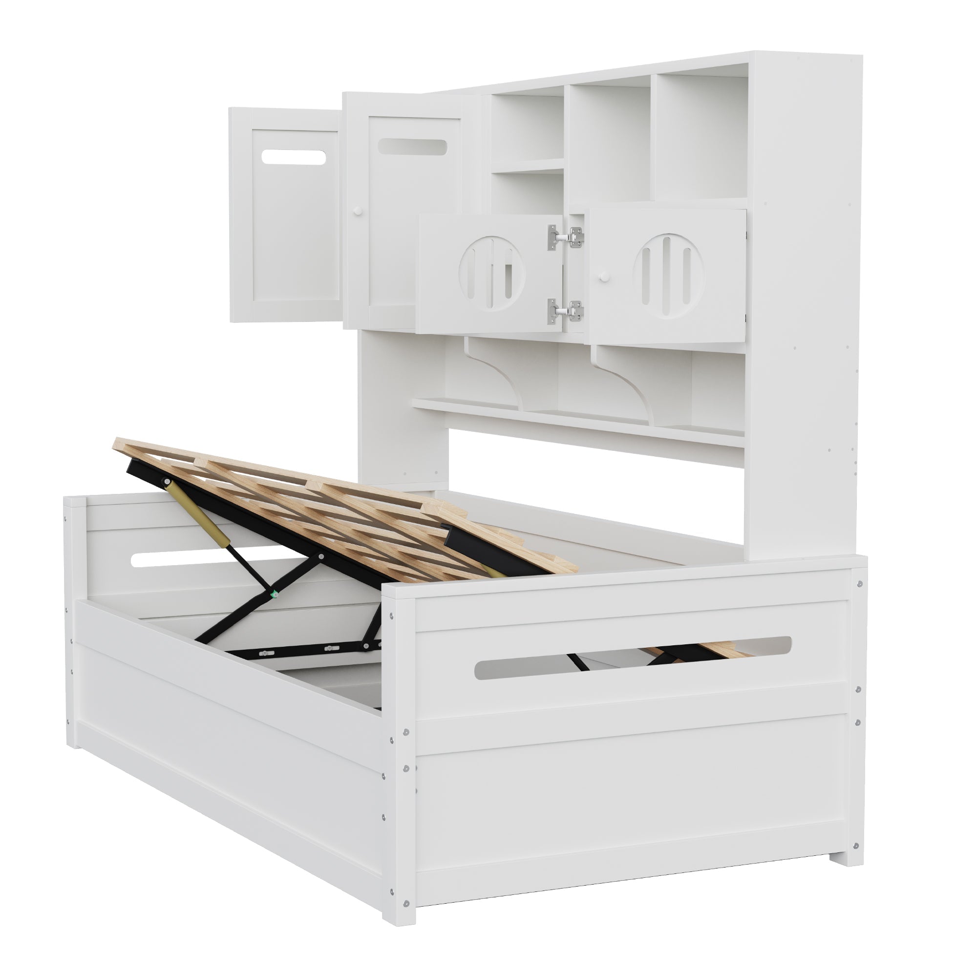 Wooden Sofa Bed, 90x200cm Multifunctional Storage Hydraulic, White