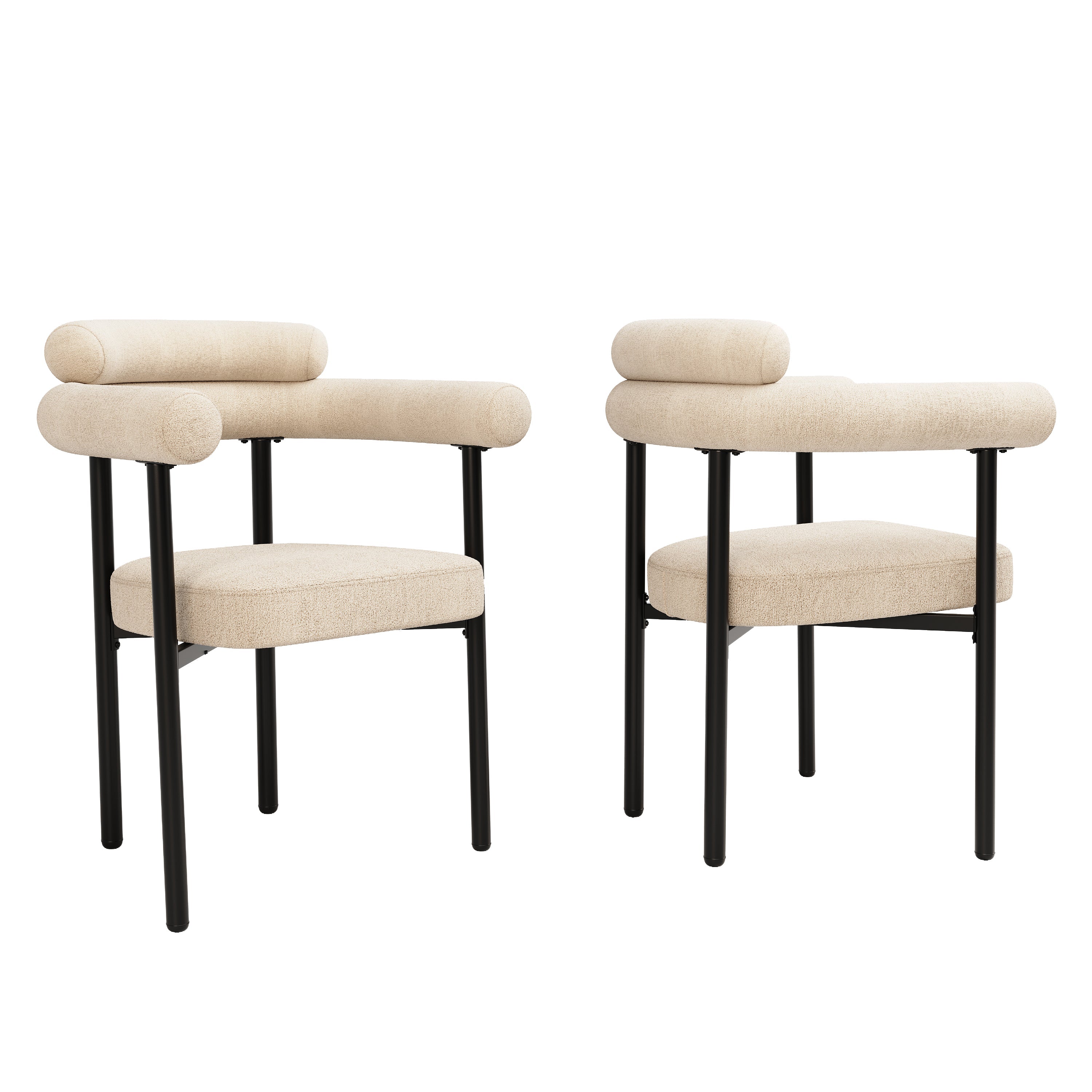 4 Dining Chairs Modern Simple Comfortable Ring Seat Cream Suede Fabric