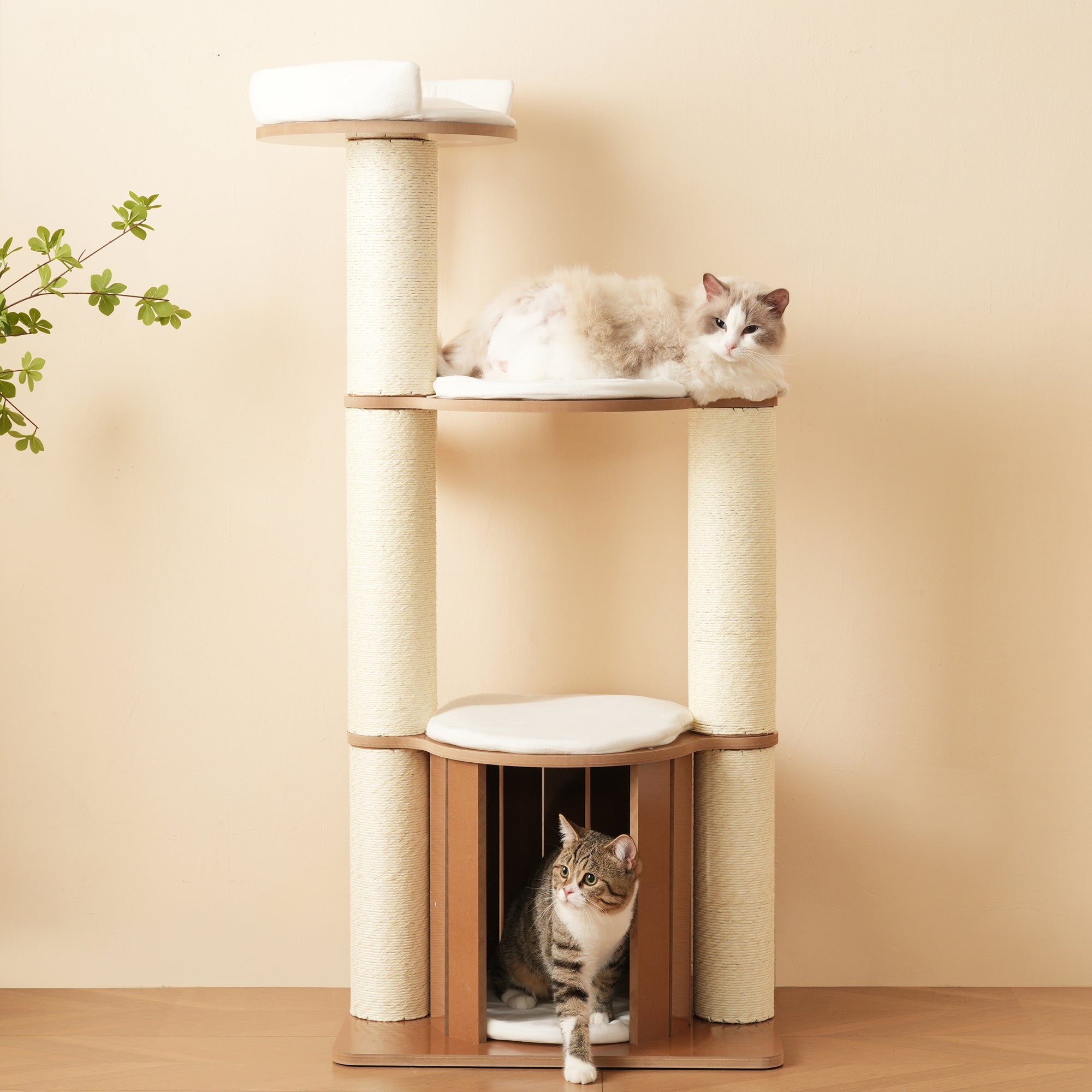 Cat Tree 135cm XXL Trunk Stable 3-Level Platforms Waterproof