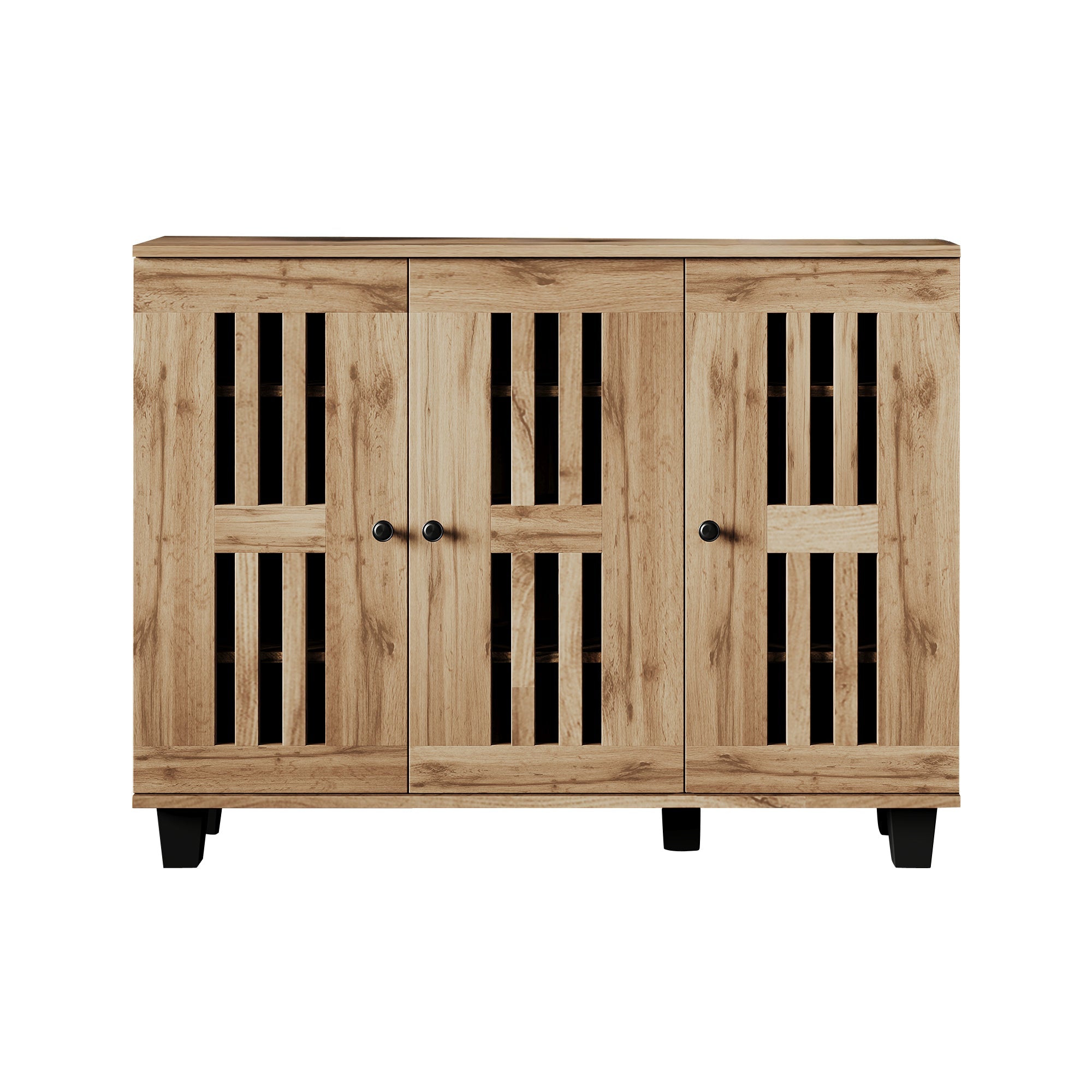 Side Cabinet, 120x32x92cm 3-Door with 8 Storage Compartments for Living Room, Bedroom, Office, Entryway