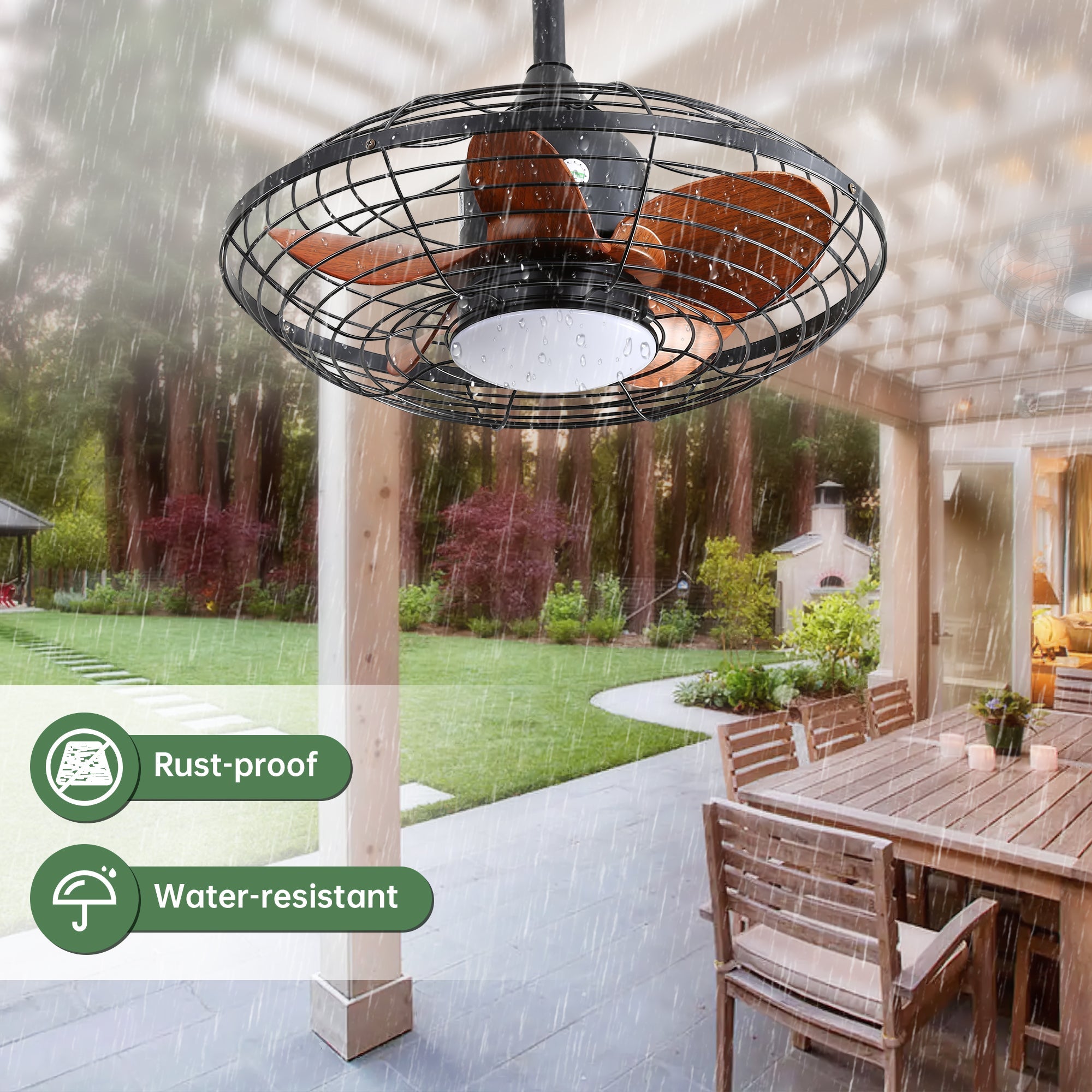 20-inch Ceiling Fan, 18W LED 3-Color, 5 Blade, DC Motor, ABS