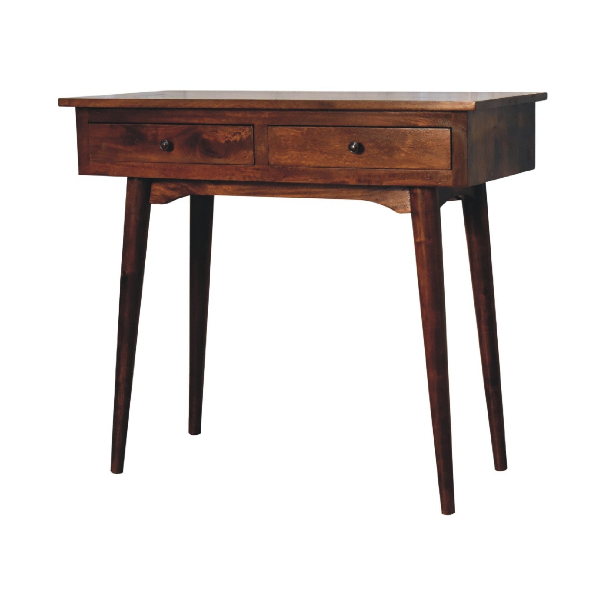 Hallway Console Table, 2 Drawers, Nordic Legs, Chestnut Solid Wood