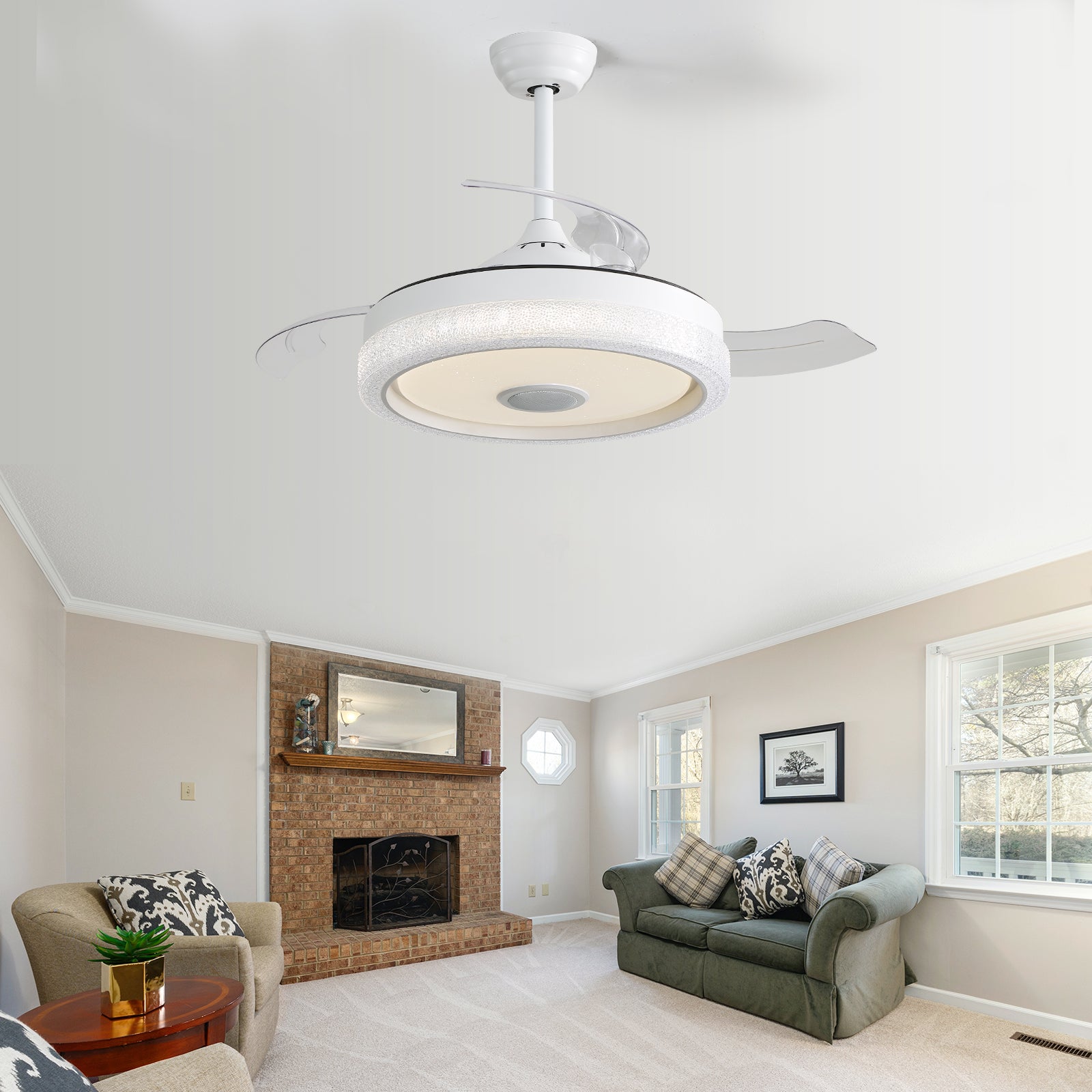 42-inch Ceiling Fan, Multi-Colored 32W LED Light & DC Motor, ABS Blades
