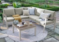 Easton - Mini Corner Sofa Set with Polywood Tabletop & Sides (Beige)