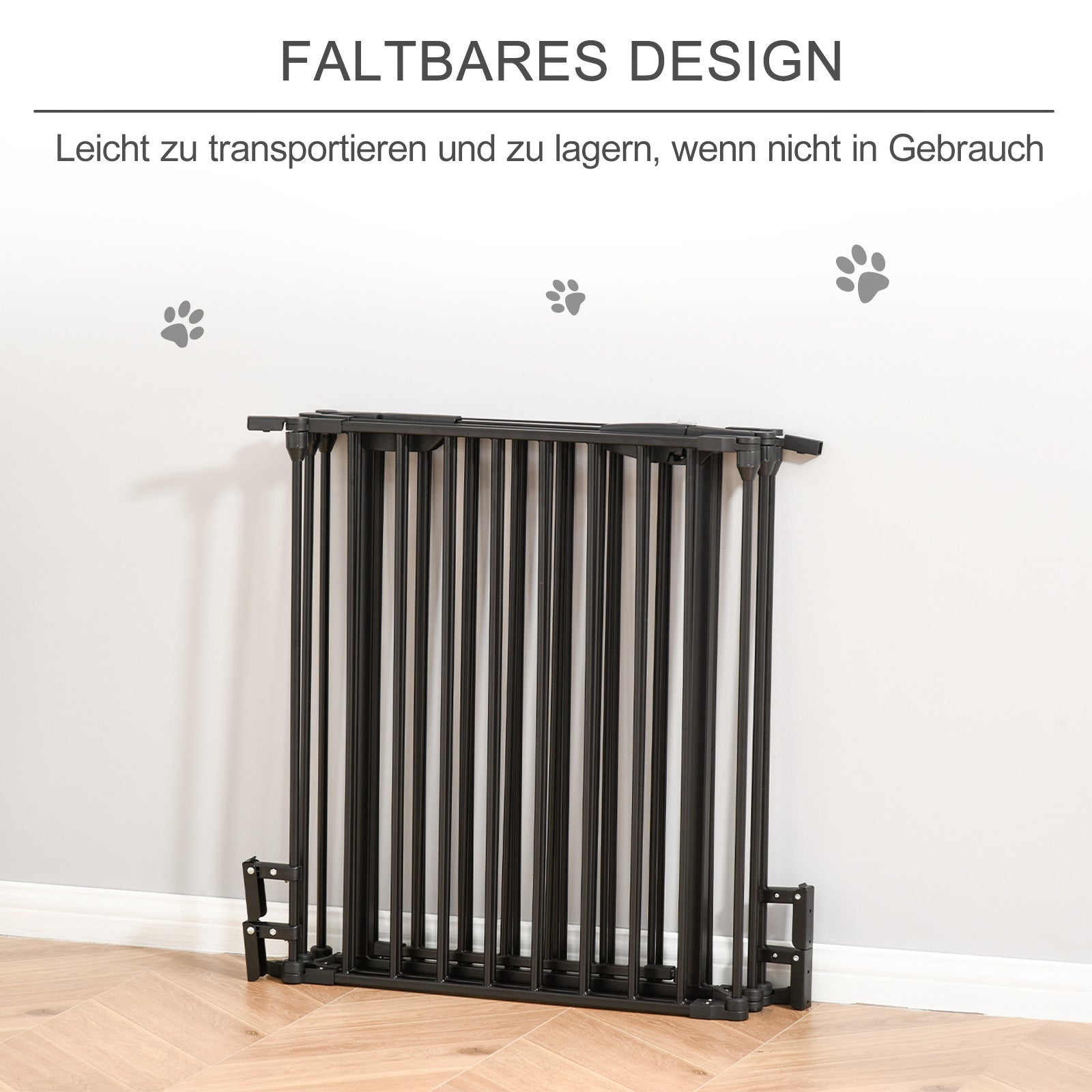 2-in-1 Puppy Playpen, Foldable Barrier with Door, Metal, Black