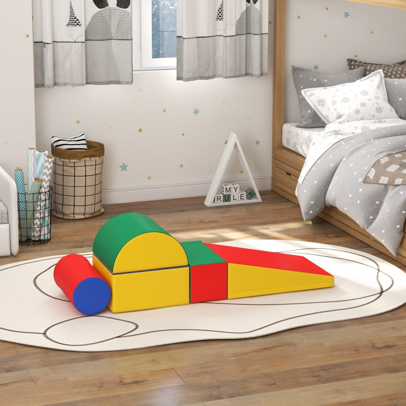 Soft Building Blocks for Climbing and Crawling, Various Shapes, Multicolored Faux Leather