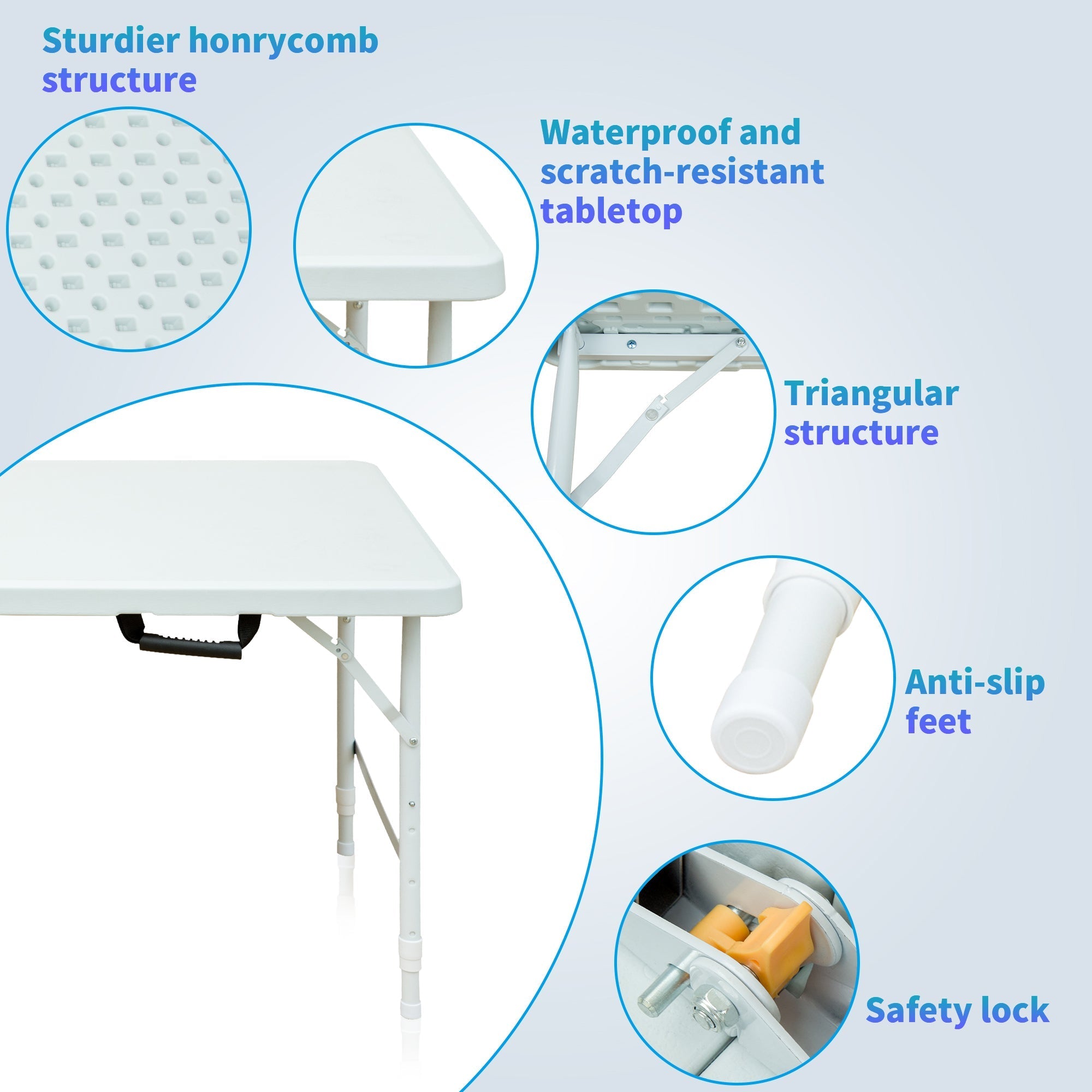 Klapptisch 125cm – Höhenverstellbar, Kompakt, Weiß