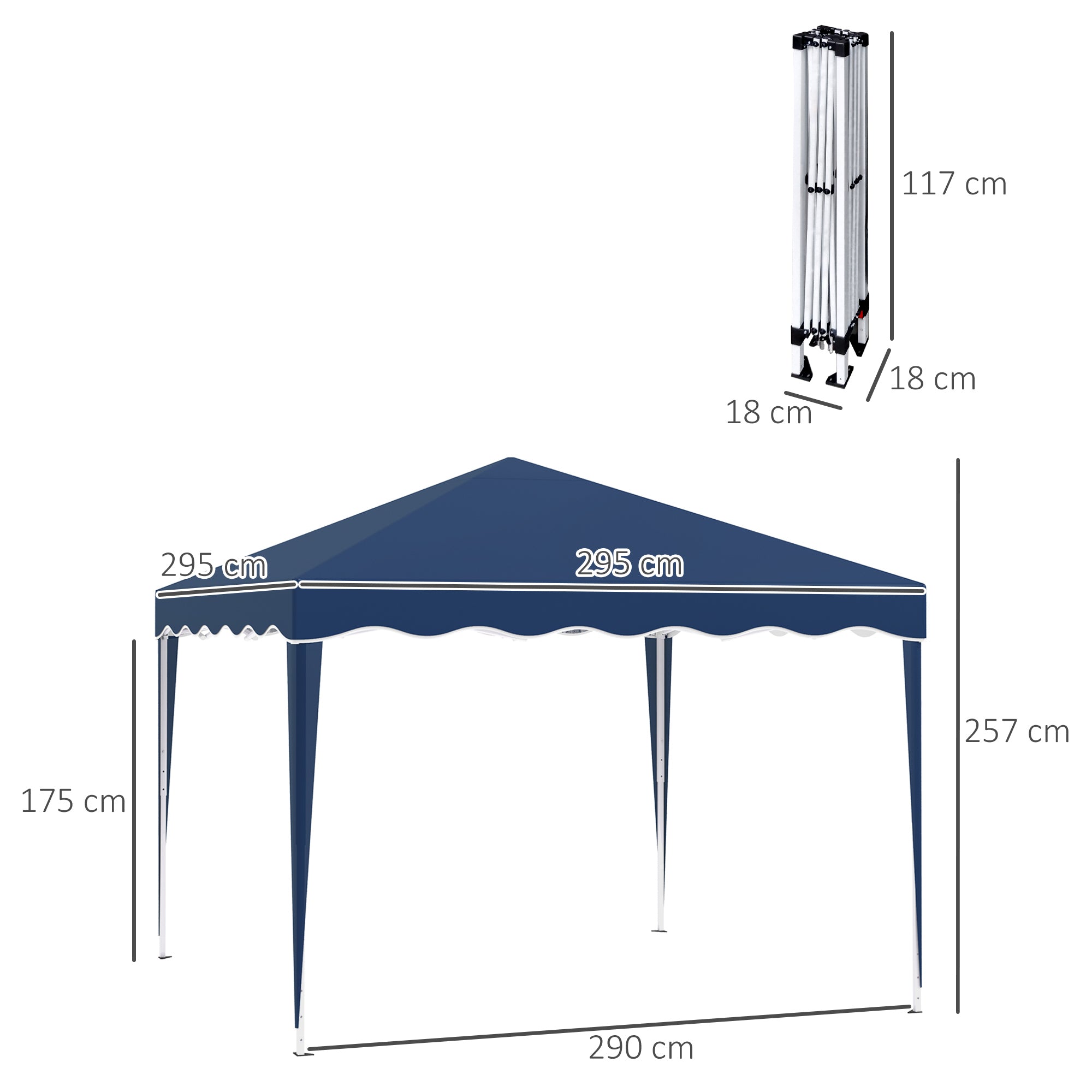 Faltpavillon 3x3m, höhenverstellbar mit Tragetasche, Stahl und Oxford-Blau