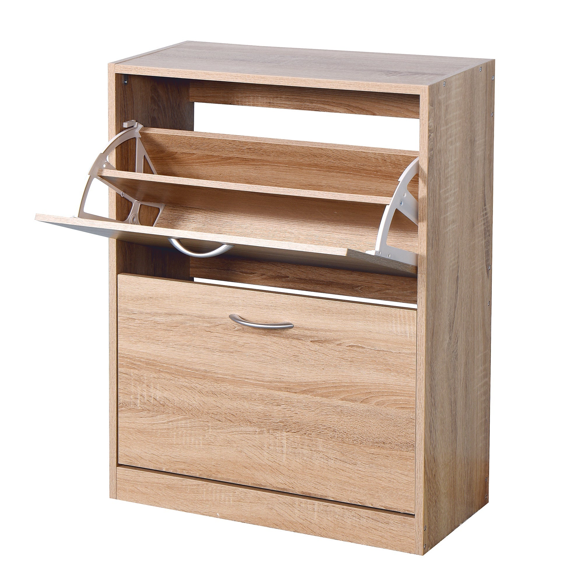 Shoe Cabinet 2 Hinged Doors Entryway Storage - Vintage Wood Grain