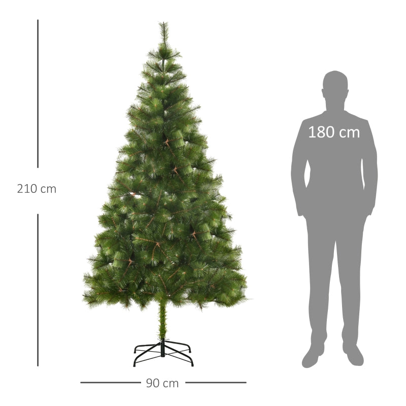 Artificial Christmas Tree, 210cm, 505 Tips, Metal Stand, Fir