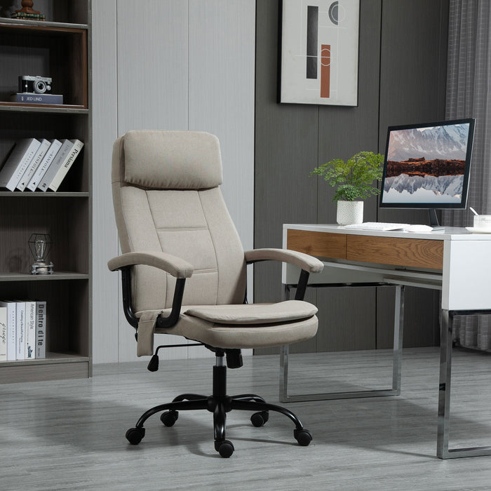 Office Chair, Ergonomic Massage Function Height-Adjustable Rocking, Beige