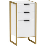 Bedroom Chest of Drawers, Industrial 3-Drawer Storage Unit with Metal Frame, White