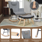 Rocking Chairs for Adults, Fabric Relaxing Recliner Chair with Solid Wood Legs