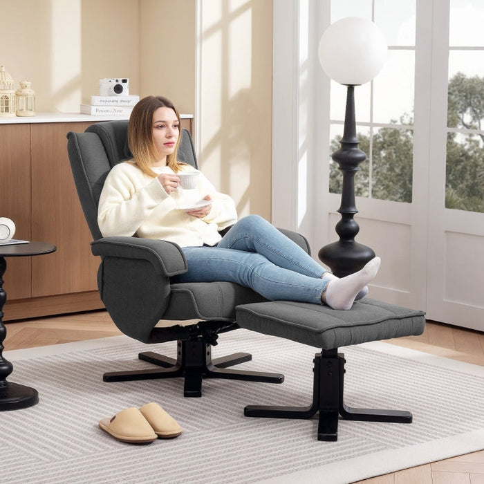 Recliner Chair, 360° Rotating, Adjustable Backrest, Reclining, Rocking, Velvet-Look, Dark Grey