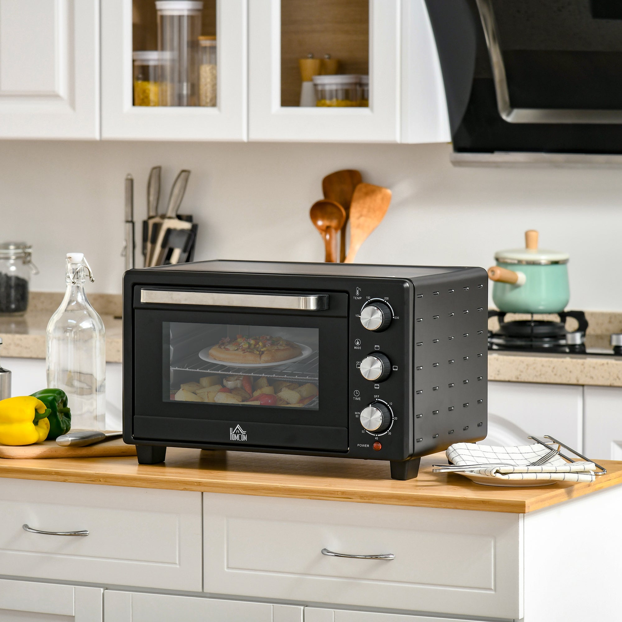 Mini Oven 21L, 3 Cooking Modes, 1400W, Black+Silver