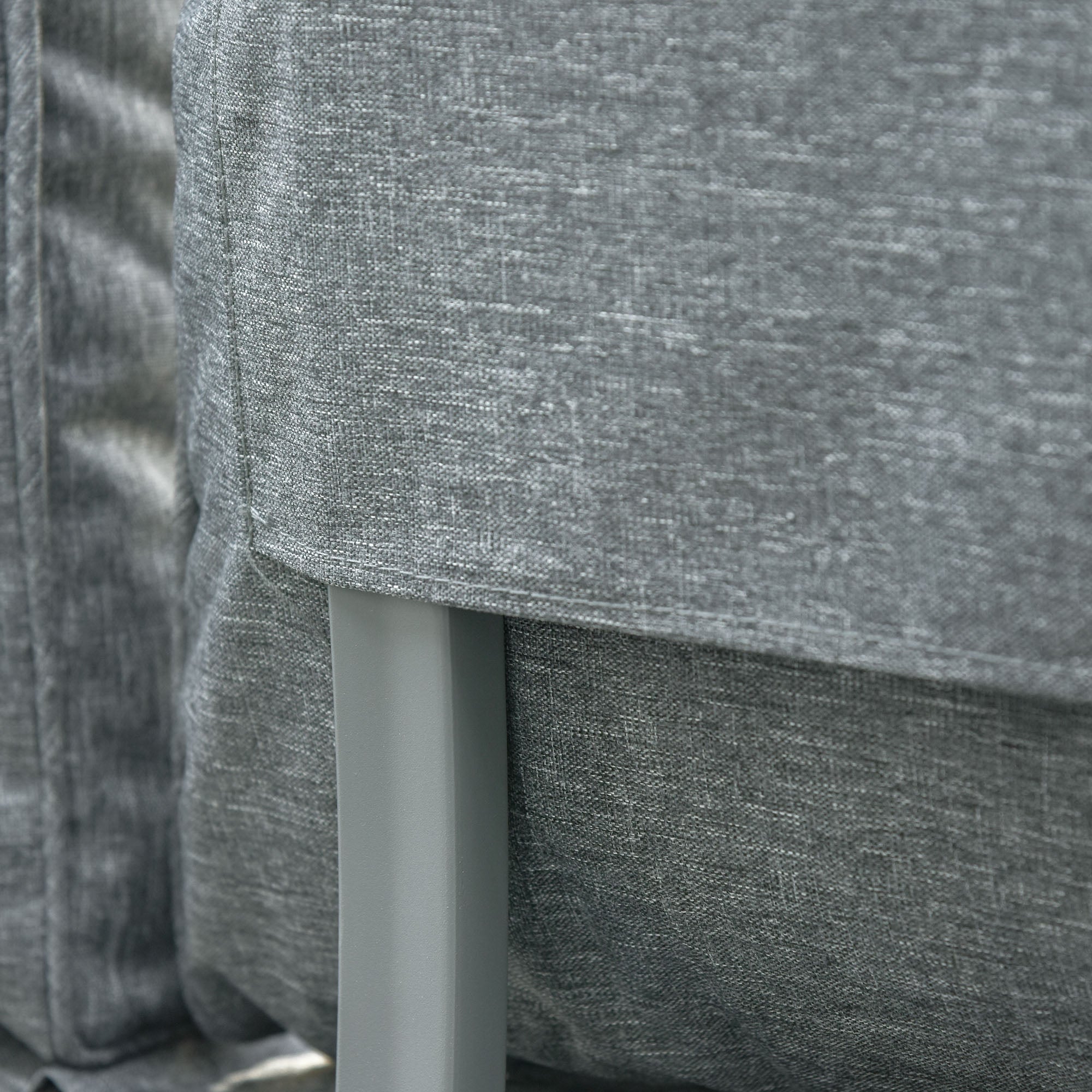 3 Pcs Garden Seating Set Convertible Sofa Lounge Table Padded Cushions Grey